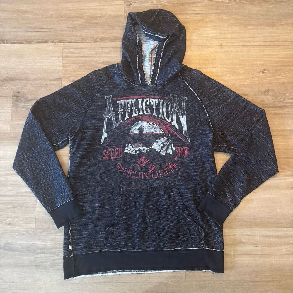 Vintage Reversible Affliction American Customs American Flag Hoodie Size XXL